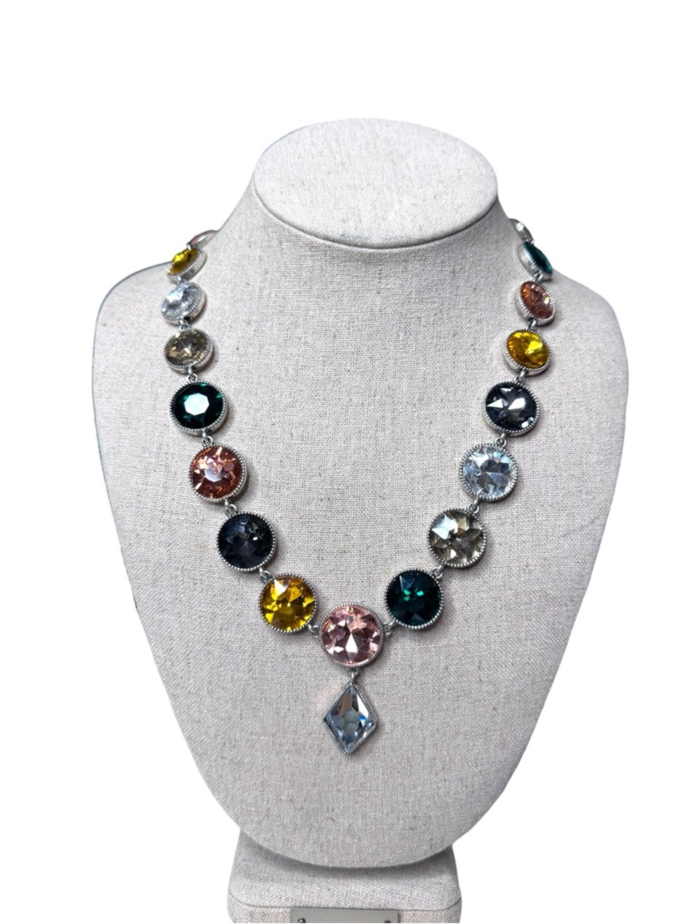 Logo Multi-Color Crystal Statement Necklace